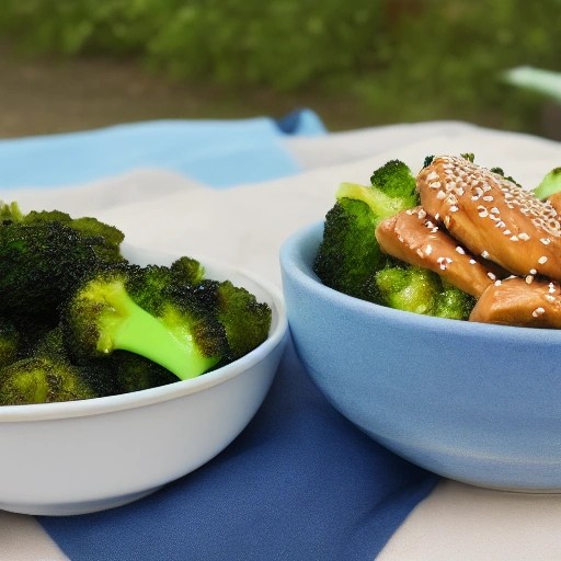 Teriyaki chicken rice bowl served at an outdoor camp table.