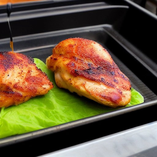 Sweet and savory honey mustard chicken sandwich on a griddle.