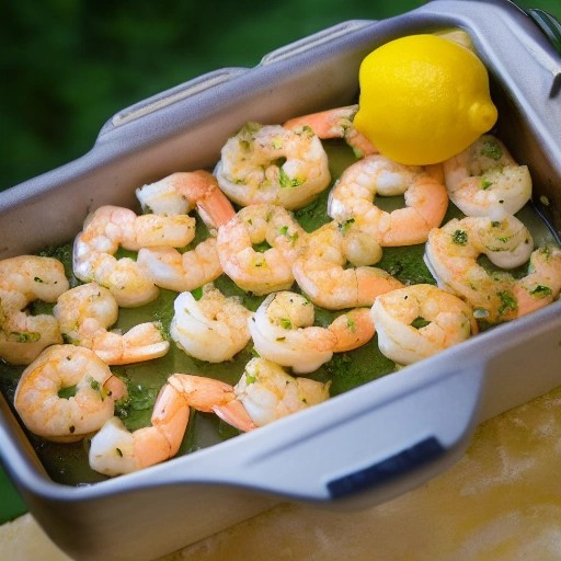 Garlic butter shrimp bake cooked in an Omnia portable oven