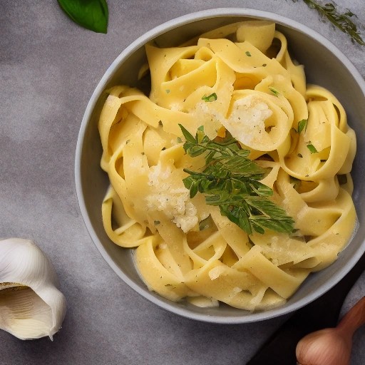 Quick garlic butter pasta dinner served in an outdoor campsite setting
