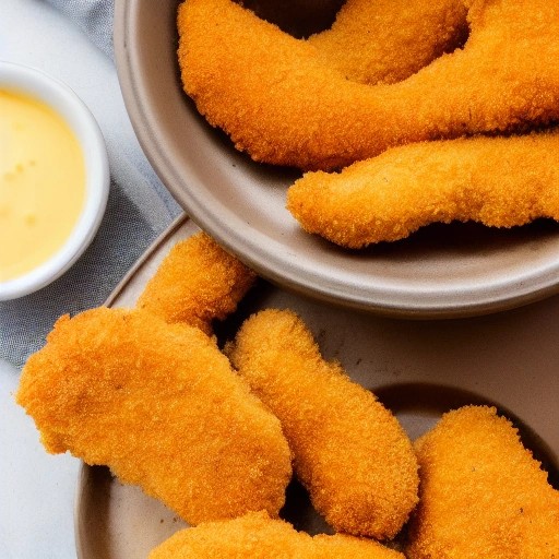 Crispy golden chicken tenders frying on a camper griddle.