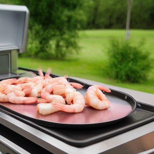 Sizzling garlic butter shrimp cooked on an RV griddle.